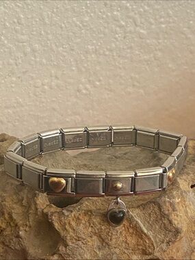 Vintage ZOPPINNO Stainless Steel RYRY Firenze 18K Gold Florence Italy Bracelet
